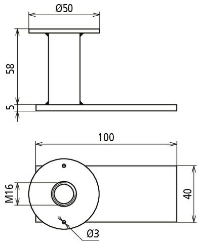 Flat steel earthing bridge, conn. plate with M16 thread D 50mm H 58mm L 100mm – Görsel 2 / 2