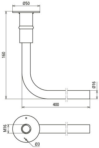 Reinf. steel earthing bridge, angled, conn. plate with M16 thread D 50mm – Görsel 2 / 2