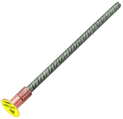 Reinforc. steel earthing bridge, conn. plate w. M16 thread D 50mm L 400mm