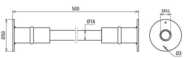 Reinf. steel earthing bridge, conn. plate M16 on both ends D 50mm L 500mm – Görsel 2 / 2