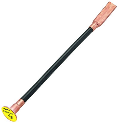 Copper cable earthing bridge H07V-K w. conn. plate M16 and lug 80X30mm L 500mm
