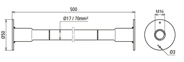 Copper cable earthing bridge NYY-O, conn. pl. M16 both ends, D 50mm L 500mm – Görsel 2 / 2