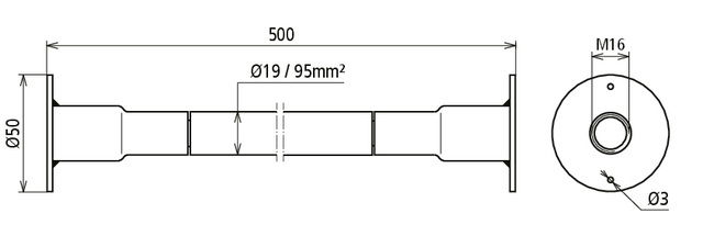 Copper cable earthing bridge H07V-K, conn. pl. M16 both ends, D 50mm L 500mm – Görsel 2 / 2