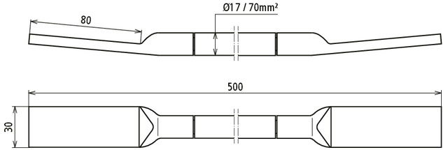 Copper cable earthing bridge NYY-O, lug on both ends 80X30mm L 500mm – Görsel 2 / 2
