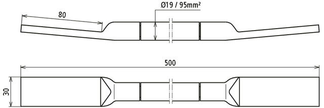 Copper cable earthing bridge H07V-K, lug on both ends 80X30mm L 500mm – Görsel 2 / 2