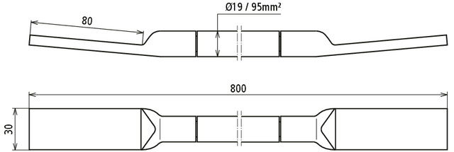 Copper cable earthing bridge NYY-O, lug on both ends 80X30mm L 800mm – Görsel 2 / 2