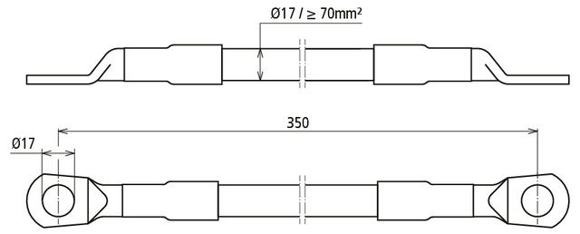 CuSCuStAl earthing connector, cable lug on both ends D 17mm L 350mm – Görsel 2 / 2