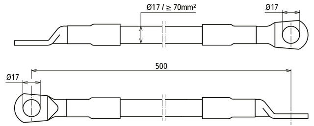 CuStAl earthing connector, cable lug on both ends D 17mm L 500mm – Görsel 2 / 2