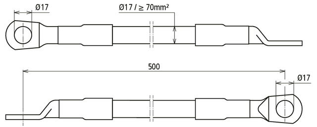CuStAl earthing connector, cable lug on both ends D 17mm L 500mm – Görsel 2 / 2