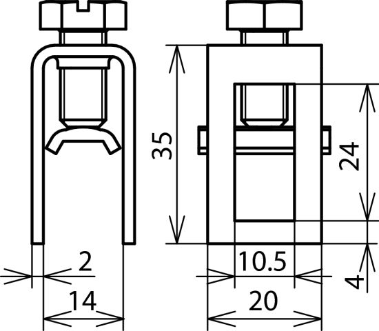Terminal block 16-95mm² f. equipotential bonding bar St/gal Zn – Görsel 2 / 2