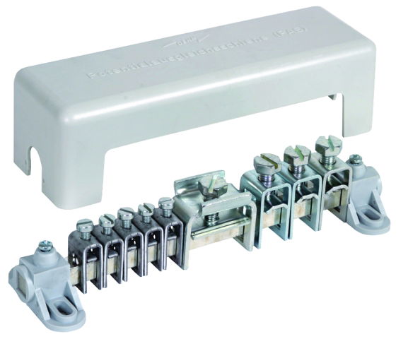 Equipotential bonding bar with cover 5x 2.5-25mm² 3x16-95mm² 1x Fl 30x4mm