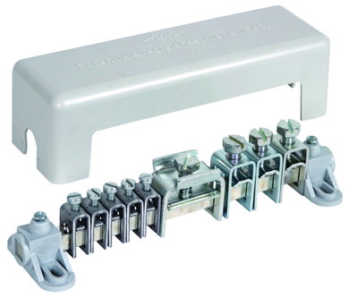 Equipotential bonding bar with cover 5x 2.5-25mm² 3x16-95mm² 1x Fl 30x4mm