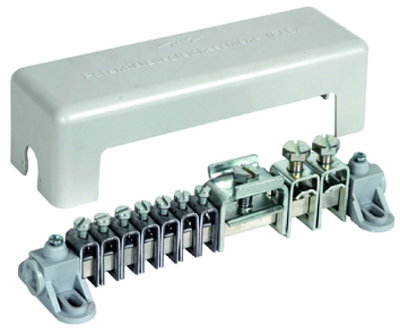 Equipotential bonding bar with cover 7x 2.5-25mm² 2x16-95mm² 1x Fl 40x5mm