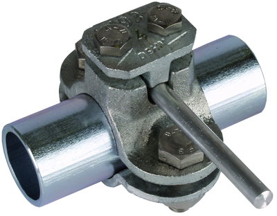 Earthing pipe clamp D 60mm w. connect. clamp Rd 4-10mm MCI / St/tZn