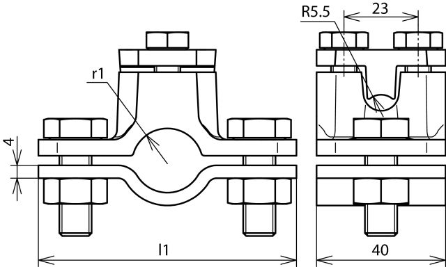 Earthing pipe clamp D 34mm w. connect. clamp Rd 4-10mm MCI / St/tZn – Görsel 2 / 2