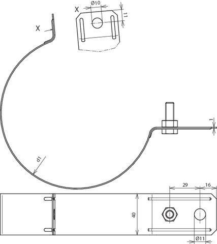 Downpipe clamp D 120mm, Cu with connection bore D 11mm – Görsel 2 / 2