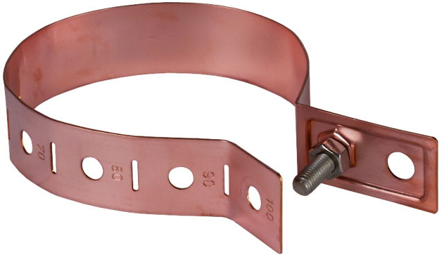 Downpipe clamp 60-150mm, Cu with connection bore D 10.5mm