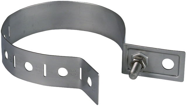 Downpipe clamp 60-100mm, StSt with connection bore D 10.5mm