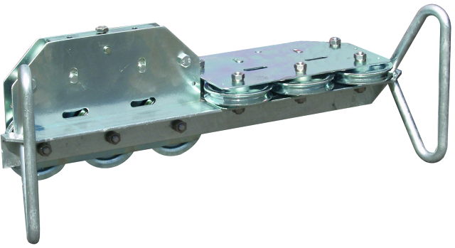 Wire straightener St/gal Zn f. Rd 7-10mm w. 10 guide pulleys a. handles