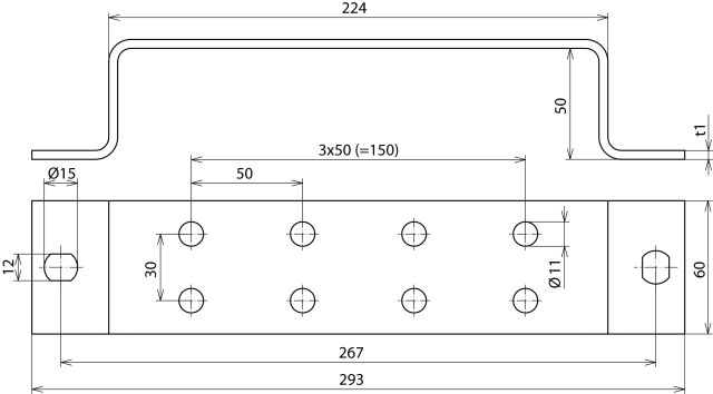 Earthing busbar St/tZn f. equipotential bonding with 2 x 4 terminals – Görsel 2 / 2