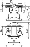 Conductor holder StSt f. Rd 8-10mm with grey plastic base