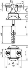 Conductor holder StSt f. Rd 8-10mm with cover plate and fixing material
