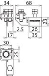 Grip head f. endl. tens. strap 25x0.3mm w. connection 1x10 or 2x6-8mm