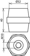 Insulator for equipotential bonding bar H40 A/F36 M10/M10 UV-resistant