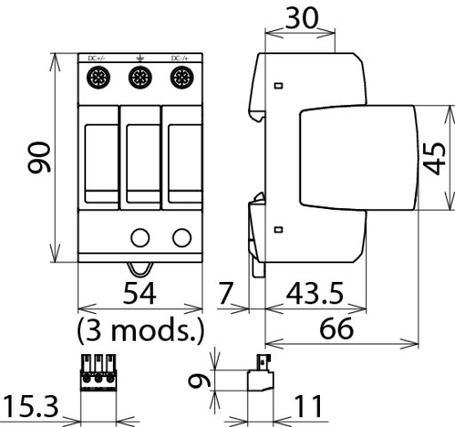 Surge arrester Type 2 DEHNguard M multipole for PV systems up to 1500V DC – Görsel 2 / 2