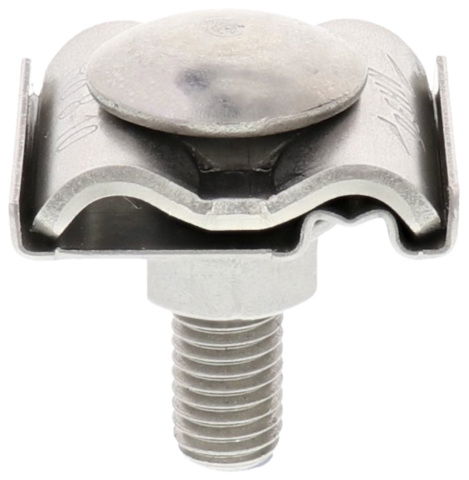 Uni earth clamp w. truss head screw, self-locking nut w. serr. bearing M10