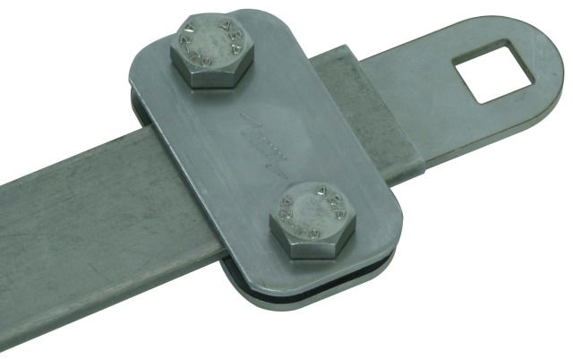 Clamping piece StSt with square hole D 11mm for Fl -30x4mm