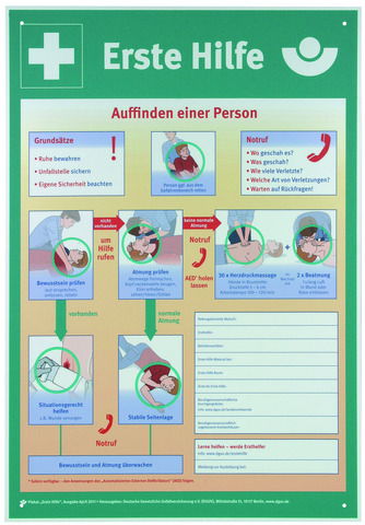 Sign First Aid - according to BGI/GUV-I 510 german language