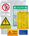 Set of warning signs, german language plastic, for electrical installations