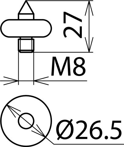 Onion-shaped electrode as of 3kV with tip a. M8 threaded bolt f. PHE/PHV – Görsel 2 / 2