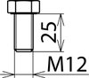 Hexagon bolt DIN 933 M12x25mm StSt