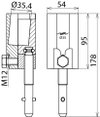 Round bolt clamp D 35mm with T pin shaft for cables 16-150mm²