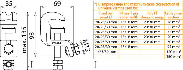 Universal earthing clamp K 20/25 Fl 20 T 15mm with tommy bar – Görsel 2 / 2