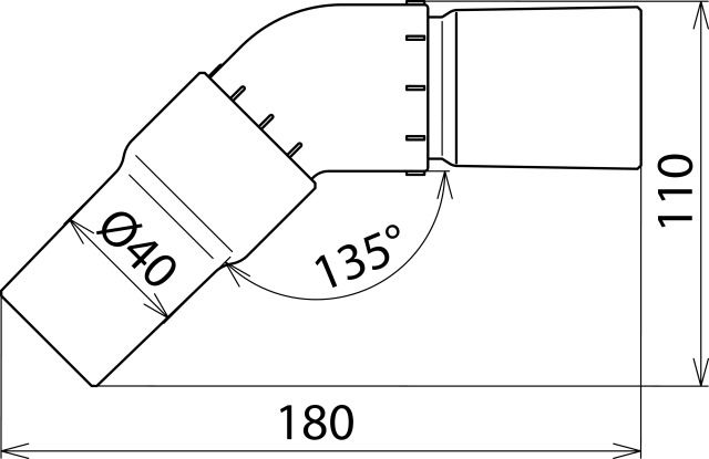 Angled intake tube 135°, D=40/L=100mm for MS dry cleaning set -36kV – Görsel 2 / 2