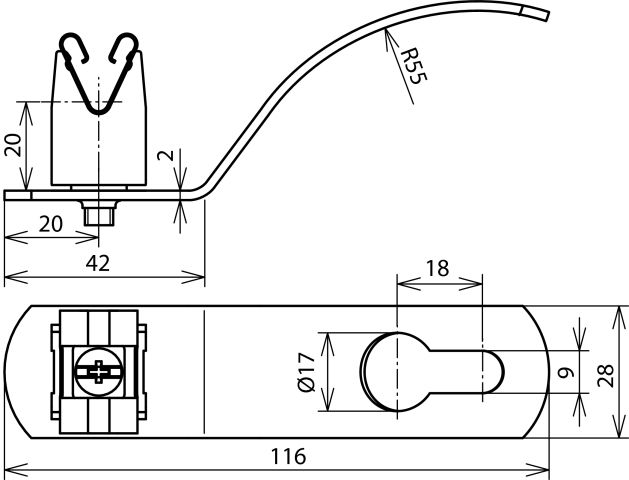 Roof cond. holder f. corrug. sheet roof. profile 5 w. DEHNgrip Rd 8mm St/tZn – Görsel 2 / 2