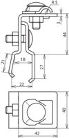 Roof conductor holder Al for Rd 6-10mm f. tin roofs with rectang. standing seam