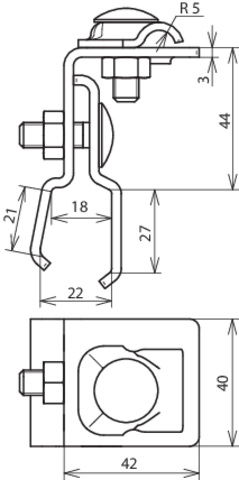 Roof conductor holder Al for Rd 6-10mm f. tin roofs with rectang. standing seam – Görsel 2 / 2