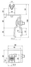 Roof cond. holder Al for Rd 8mm f. sheet metal roofs w. rect. stand. seam