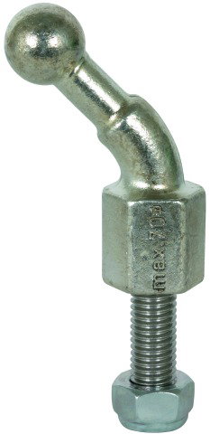 Fixed ball point D 20mm angled (45°) with threaded pin and nut M16x45mm