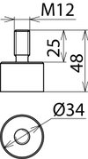 Welding-type connector, threaded bolt M12x25mm, St/galZn - KIT -