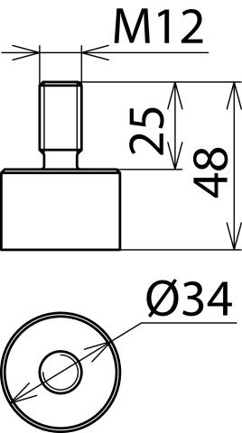 Welding-type connector, threaded bolt M12x25mm, St/galZn - KIT - – Görsel 2 / 2