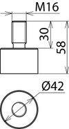 Welding-type connector, threaded bolt M16x30mm, St/galZn - KIT -