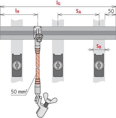 Short-circuiting bar 60x12mm E-Cu F20 with hexagon shaft – Görsel 2 / 2