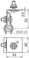 Holder f. metal roof w. round standing seam KAL-ZIP conn. bead Rd 20-25mm StSt