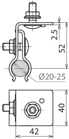 Holder f. metal roof w. round standing seam KAL-ZIP conn. bead Rd 20-25mm StSt – Görsel 2 / 2