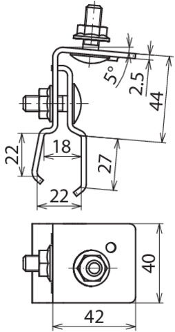 Holder f. metal roof w. clamping seam (Zambelli RIB-ROOF) 18/22mm StSt – Görsel 2 / 2